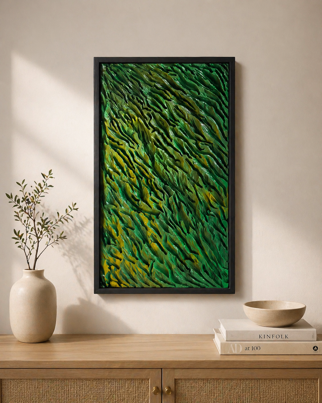 Emerald Flow – 3D Thermocol Wall Art