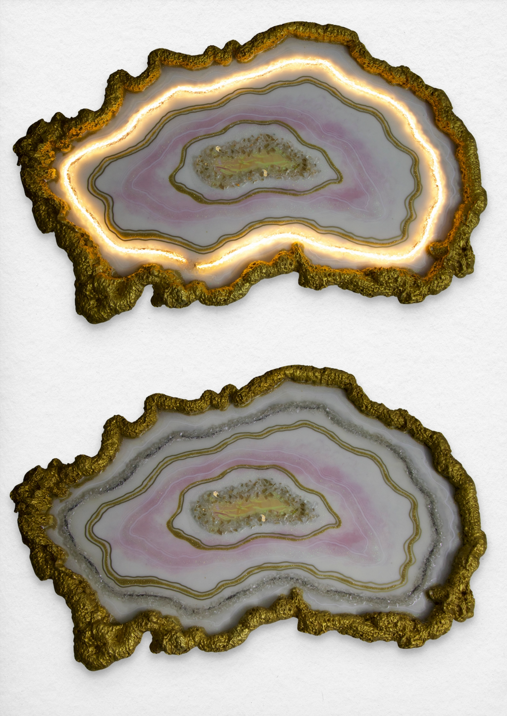 Luminous Earth Slice : Geode Wall Art – LED Glow Edition