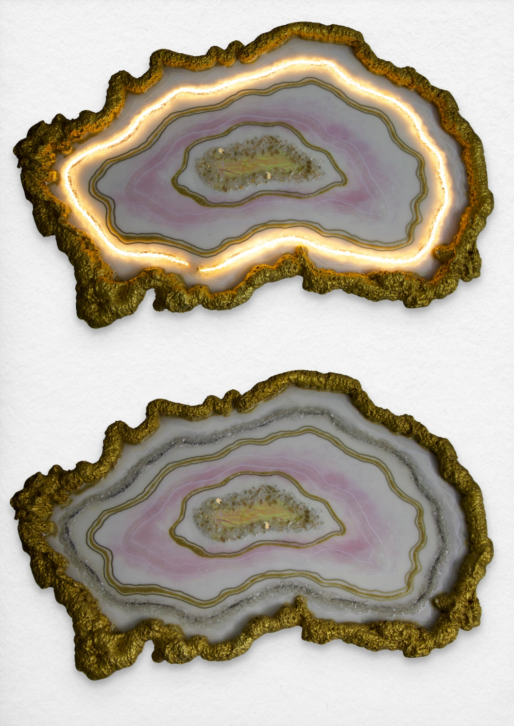Luminous Earth Slice : Geode Wall Art – LED Glow Edition