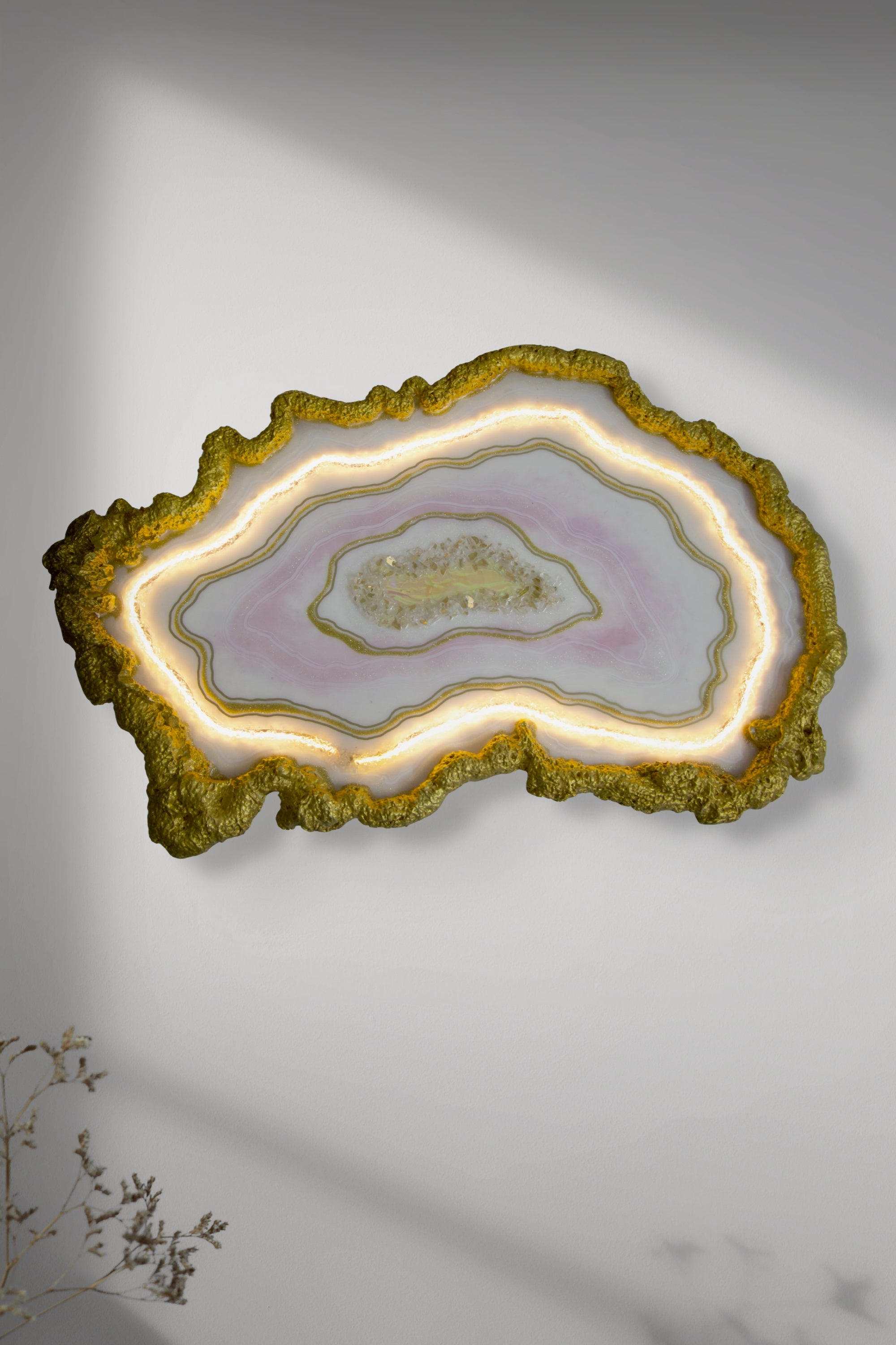 Luminous Earth Slice : Geode Wall Art – LED Glow Edition